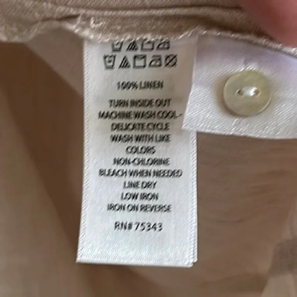 Tahari 100% LINEN Beige Long Sleeve Tunic - Picture 9 of 13